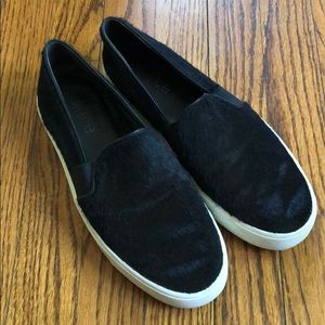 Vince. black ponyhair slipons sz 7.5